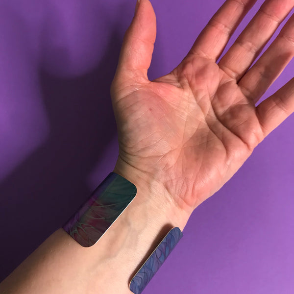 Pretty Pink Turquoise Swirling Sea Shoal Bracelet - Statement Cuff Bracelet - easy wear lightweight aluminium.