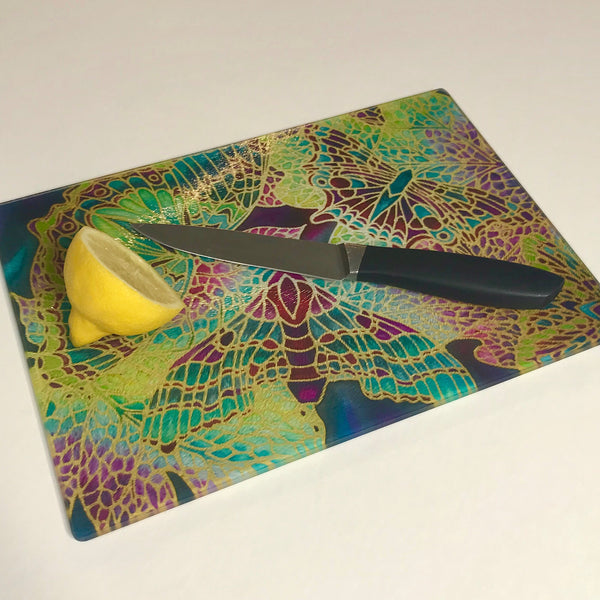 Plum Green Table Mats - Beautiful Butterfly place mats - Green butterfly chopping boards