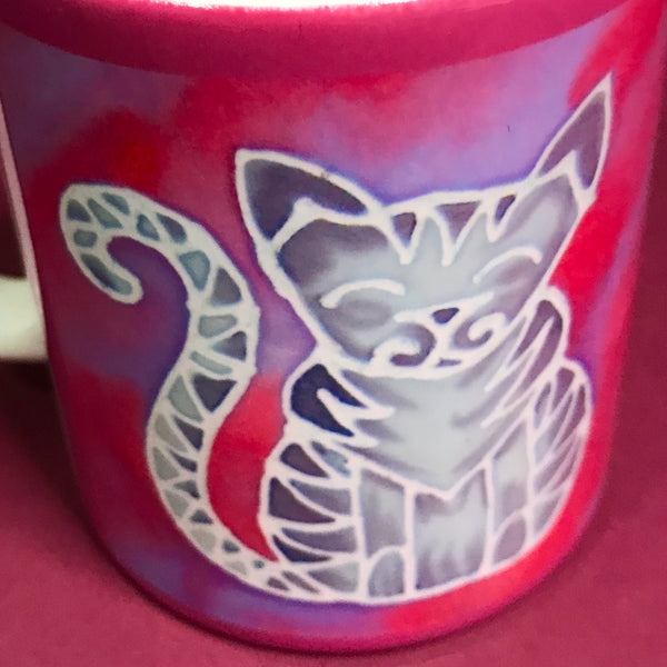 Pink Tabby Cat Mug - Mug and Coaster Box Set - Cat Gift for Her - Cute Grey Tabby Cat