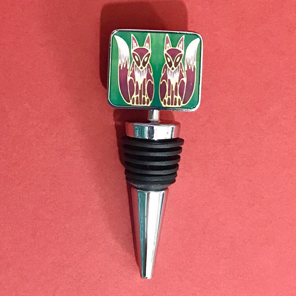 Foxy Bottle Stopper - Fox Lovers Gift - Bottle Bung in Rust green - Wine bottle stopper