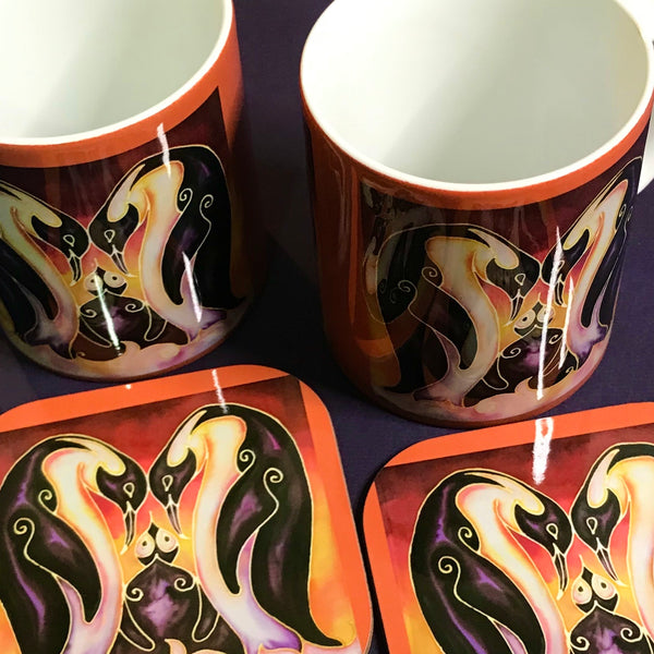 Cute Penguin Family Mug - Penguin Box Set - Warm Sunset Penguin Gift