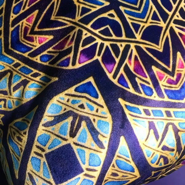 Rose Window Designer Cushions in Luxurious Velvet - Pink, Purple & Blue Dramatic Throw Pillow