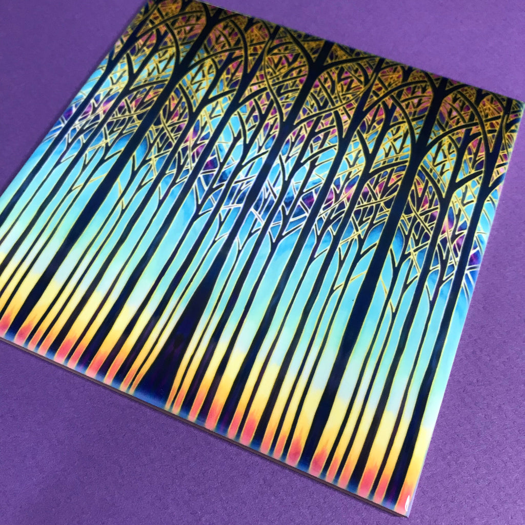 Cathedral Trees Ceramic Tiles - Multi coloured Bohemian  Ceramic Printed Tiles