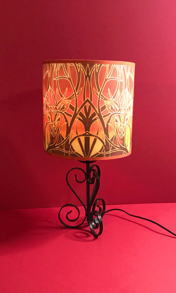 Red Stag Lampshade - Stag Sunset Drum Shade - Atmospheric Lamp Shade