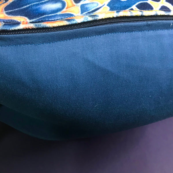 Contemporary Grey Blue Orange Velvet Cushions - Dramatic Moth Kaleidoscope Design Luxury Velvet Cushions