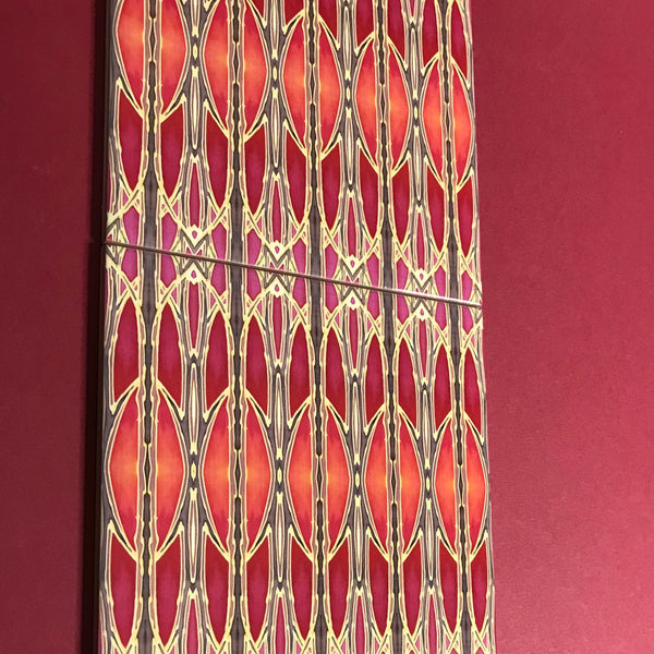 Red Gold Oriental Style Bathroom Tiles - Bohemian Kitchen Tiles - Orchid Repeat Decorative Tiles