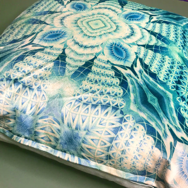 Blue Mint Velvet Cushion - Luxury Turquoise Velvet Fabric - Intricate pattern pillow