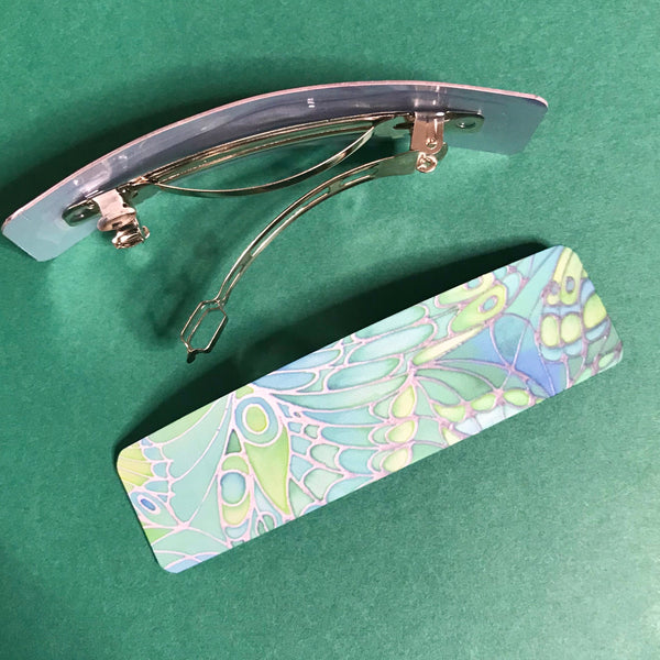 Green Butterflies hair clip, barette, hairslide, stocking filler, gift for her, gift for woman, gifts for girls, pretty presents.