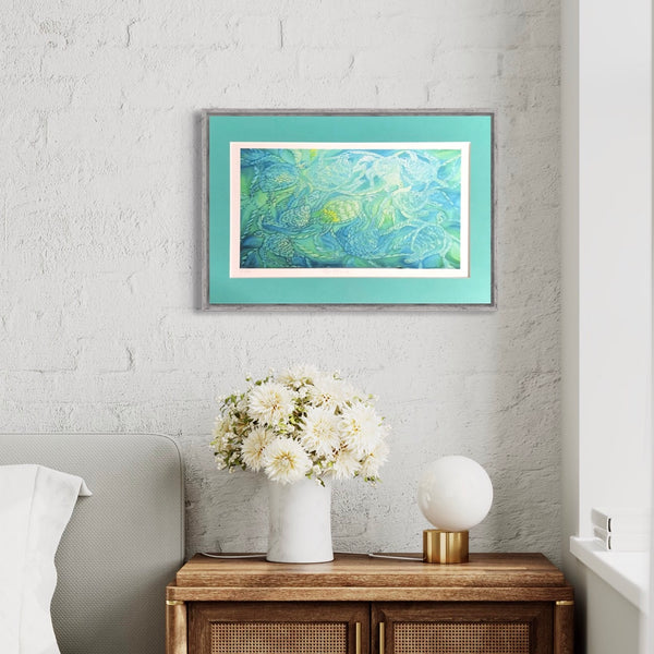 Green turtles Signed Print - Turles swimming in the Sea - Sea Green Turtle Print - Bathroom Art