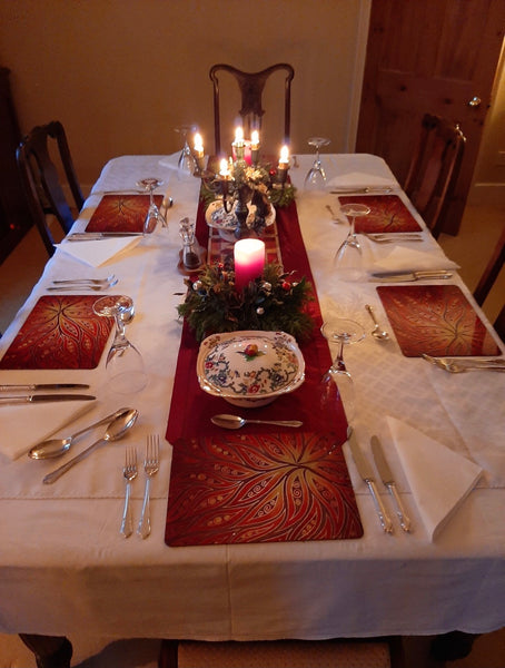Red Elipse Placemats & coasters - Red glass chopping boards - Red Serving Trays