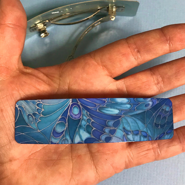 Blue Butterflies hair clip, barette, hairslide, stocking filler, gift for her, gift for woman, gifts for girls, pretty presents.