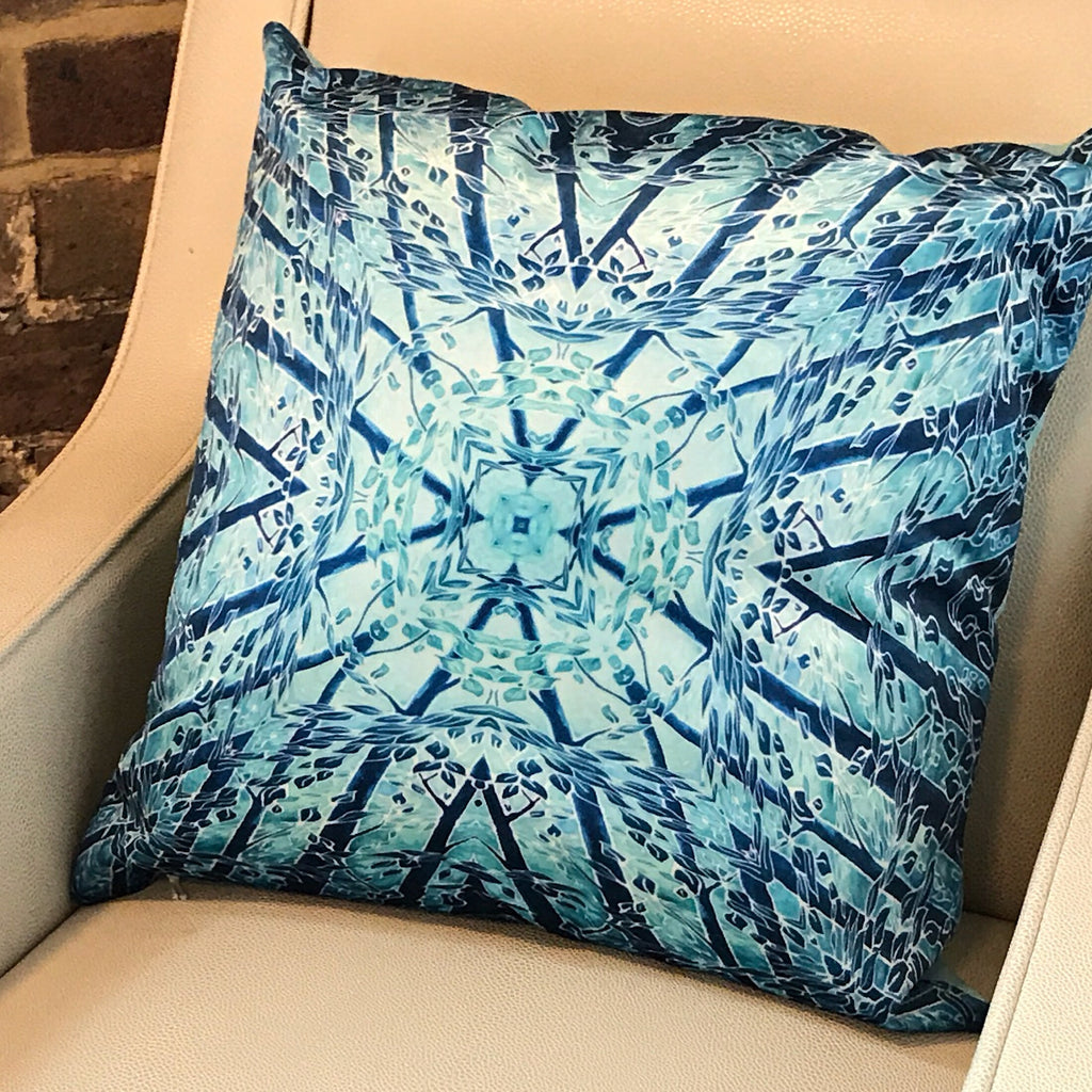Teal Mint Velvet Cushion - Luxury Teal Blue Velvet - Intricate pattern Teal pillow