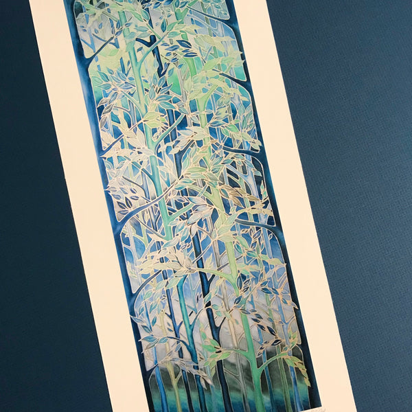 Forest Meditation Signed Print - Blue Green Grey Forest Print Art