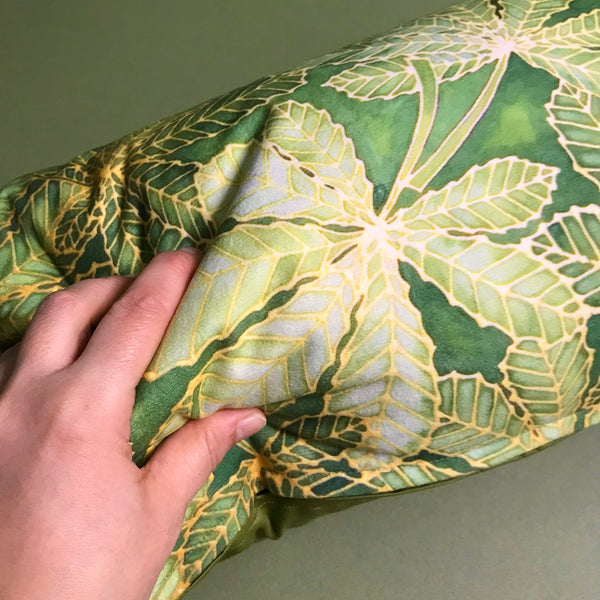 Horse Chestnut Leaves cushion - printed onto suedette fabric - green khaki - sage green colours - Chestnut Leaves Pillow