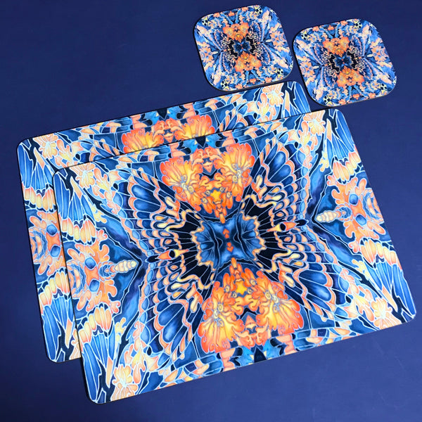 Contemporary Grey Blue Orange Placemats & Coasters - Table Mats -