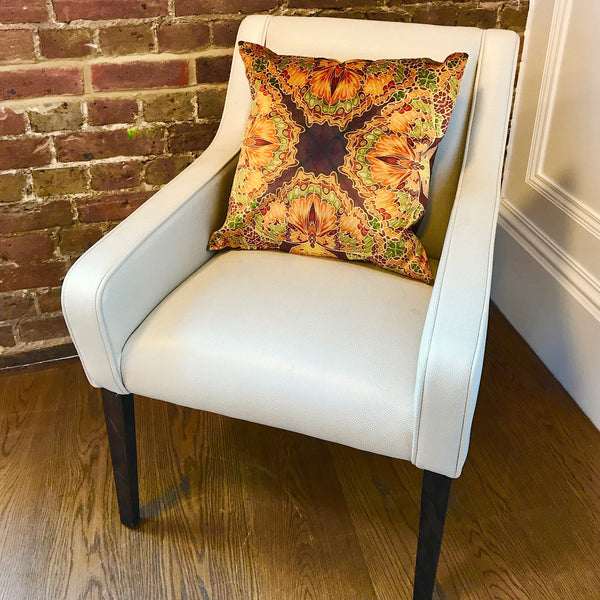 Green Terracotta Velvet Cushion - Luxury Velvet Moth Cushion - Green Rust Butterflies pillow