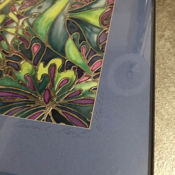 Coral Reef Original Silk Painting - blue turquoises  green Original Art