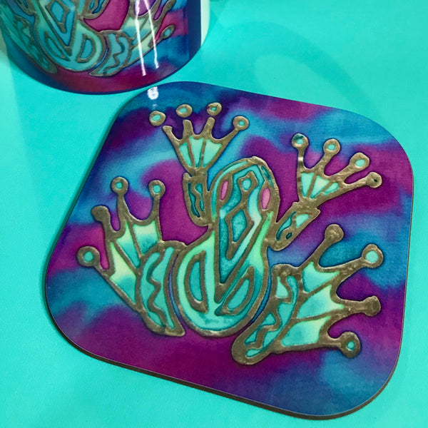 Frog Mug Set - Pondlife Mug Gift - Green Purple and Blue Seahorse