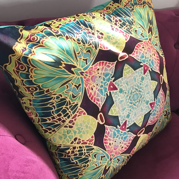 Green Butterfly Velvet Cushions. Green Lime Velvet Cushions