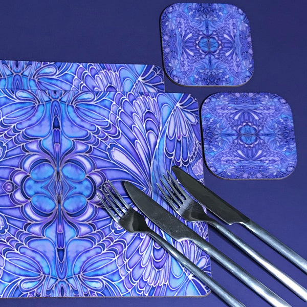 Soft Blue Lilac Butterfly Placemats and Coasters - Table Mats & Coasters, Blue Glass Chopping Boards