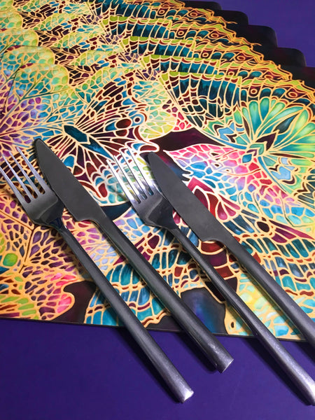 Plum Green Table Mats - Beautiful Butterfly place mats - Green butterfly chopping boards