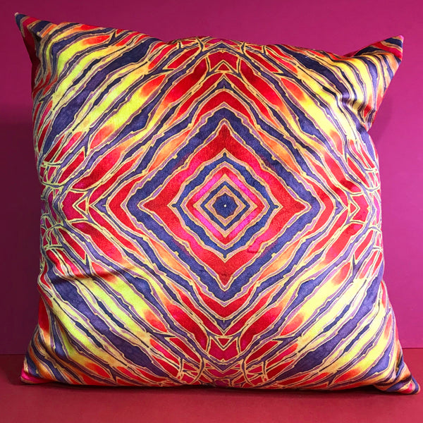 Contemporary Red  velvet Cushions - Reds Yellow Velvet Cushions