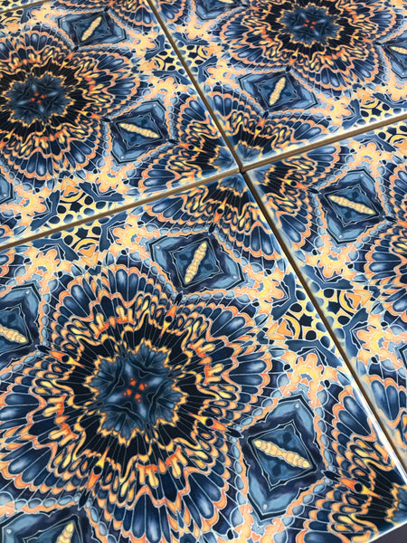 Contemporary Butterfly Tiles - Orange & Grey Ceramic Tiles - Beautiful Bohemian Printed Tiles