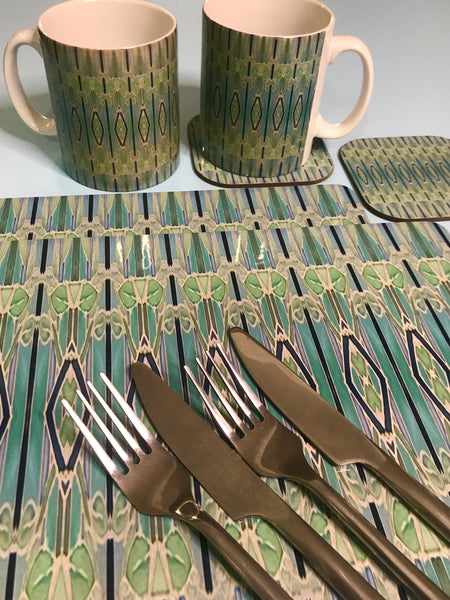 Deco Style duck egg, sage, turquoise Table Mats - green chopping boards