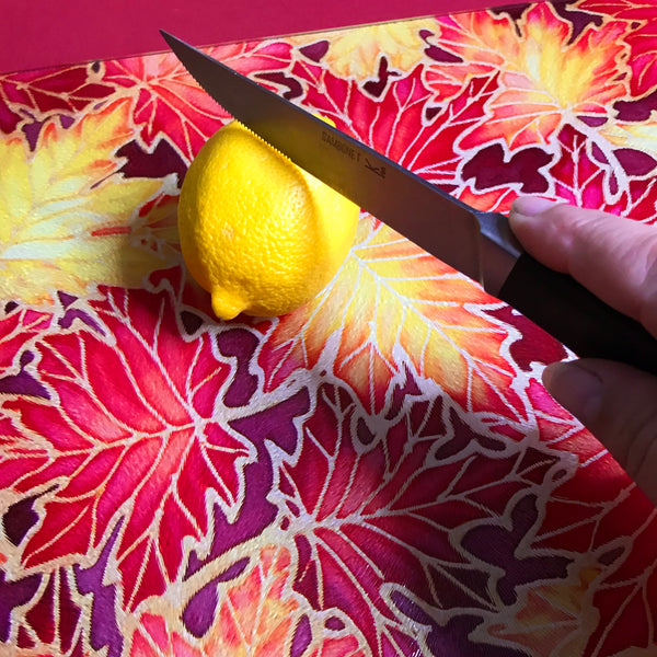 Maple Leaves red glass chopping boards - Placemats & Coasters - red yellow table mats