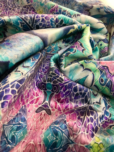 Pink Green Charcoal Butterfly Designer Luxury Velvet fabric for curtains, upholstery and soft furnishings