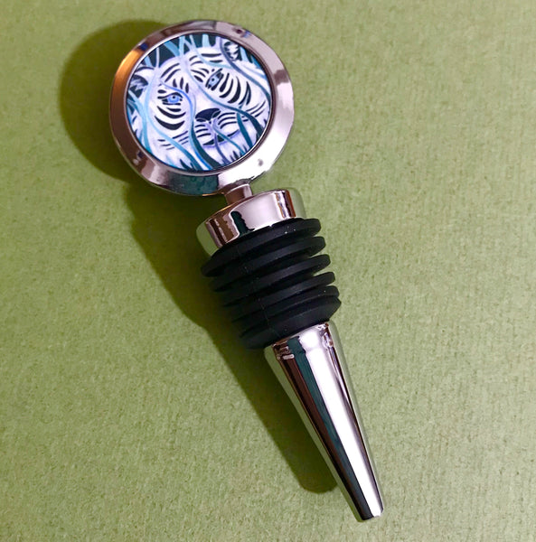 White Tiger Wine Bottle Stopper - Wildlife Bottle Bung - Nature Lovers Gift