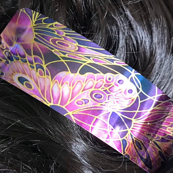 Plum Butterflies Large hair clip, barette, hairslide, stocking filler, gift for her, gift for woman, gifts for girls, pretty presents.