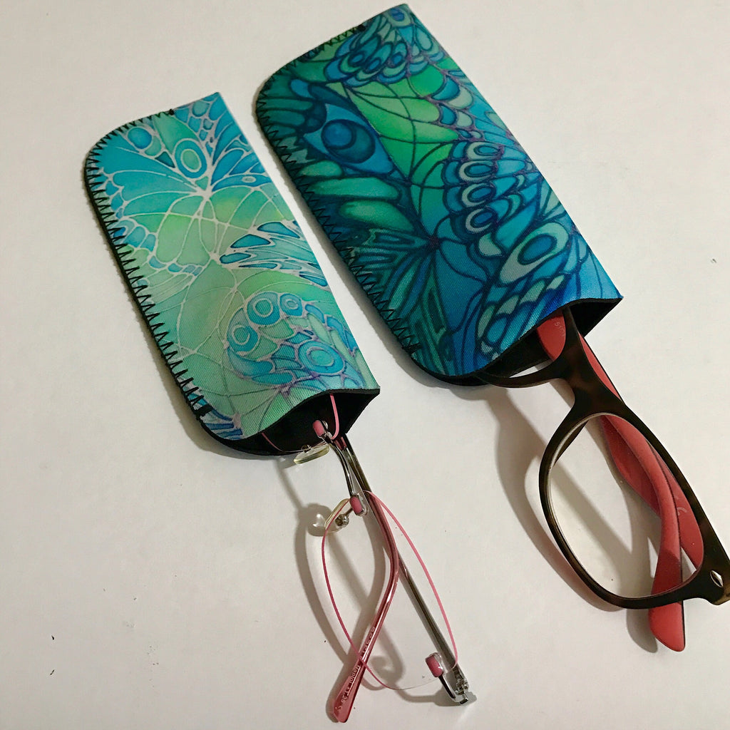 Green butterflie Glasses case - Sunglasses Case - reading glasses case