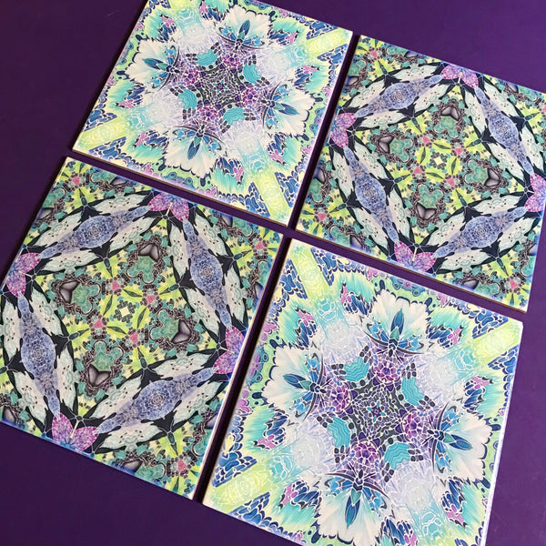 Butterfly Kaleidoscope Mixed Set of Bathroom Tiles - Pastel Bohemian Kitchen Tiles