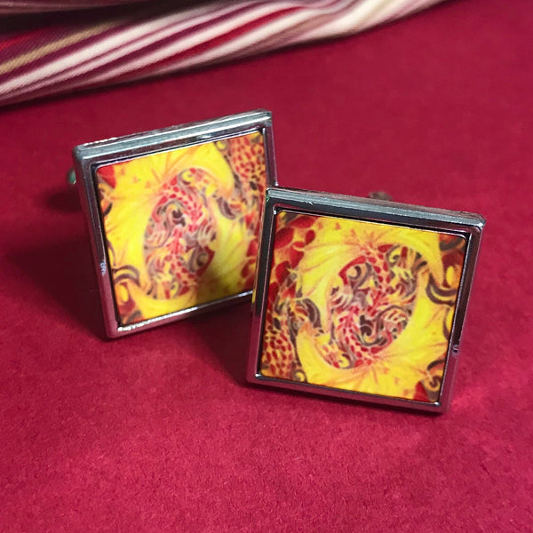 Fiery Intertwined Dragons Cuff Links - Gift for Him