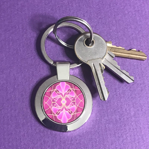 Pink Orchid Key Ring - Flower Lovers Gift for Her - Present Gardeners