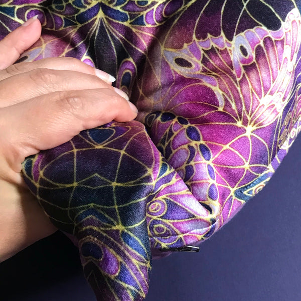 Plum Velvet Butterflies Cushion - Luxury Velvet Fabric - Deep Plum Butterflies pillow