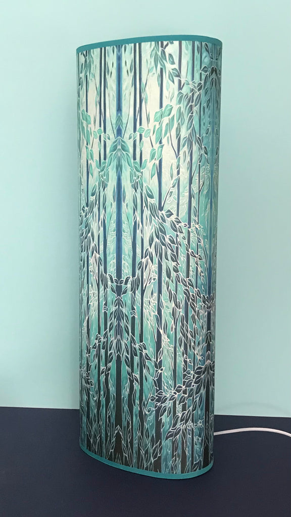 Into the Woods Contemporary Floor Lamp  - Tranquil Light Art Lamp - Blue Turquoise Aqua trees Lamp