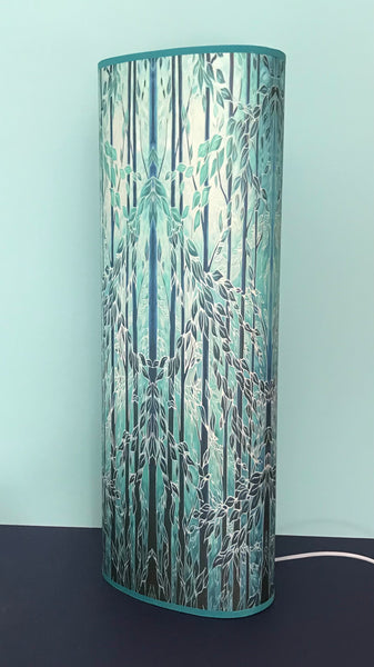 Into the Woods Contemporary Floor Lamp  - Tranquil Light Art Lamp - Blue Turquoise Aqua trees Lamp