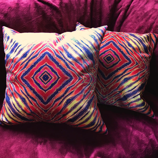 Contemporary Red  velvet Cushions - Reds Yellow Velvet Cushions