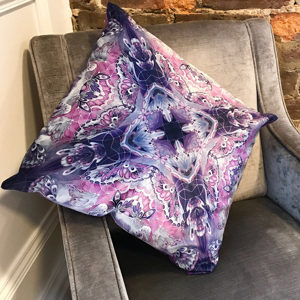 Purple Velvet Butterflies Cushion - Luxury Velvet Fabric - purple grey Butterflies pillow