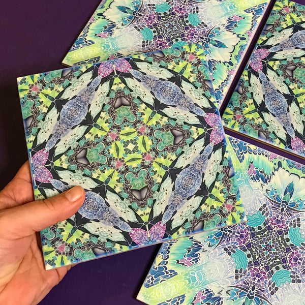 Butterfly Kaleidoscope Mixed Set of Bathroom Tiles - Pastel Bohemian Kitchen Tiles