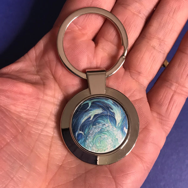 Blue Dolphins Key Ring - Nature Lovers Gift for Him or Her - Present Sea Lovers