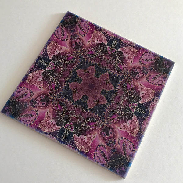 Contemporary Plum Butterfly Tiles - Beautiful Ceramic Bohemian Tiles - Ceramic Printed Tiles