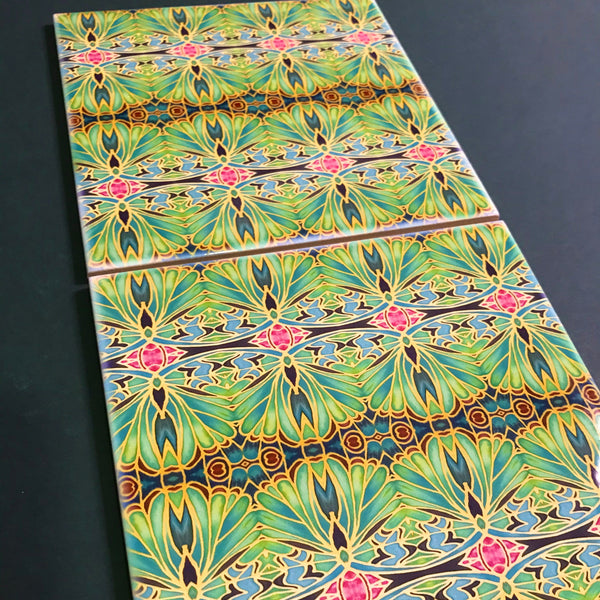 Nouveau Style Moss Green Butterfly Tiles - Beautiful Green Turquoise Tiles - Bohemian Ceramic printed  Tiles