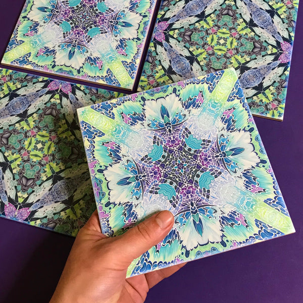 Butterfly Kaleidoscope Mixed Set of Bathroom Tiles - Pastel Bohemian Kitchen Tiles