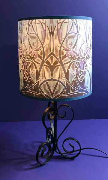 Stag Contemporary Lamp Shade - Blue Stag Drum Shade - Atmospheric lamp Shade