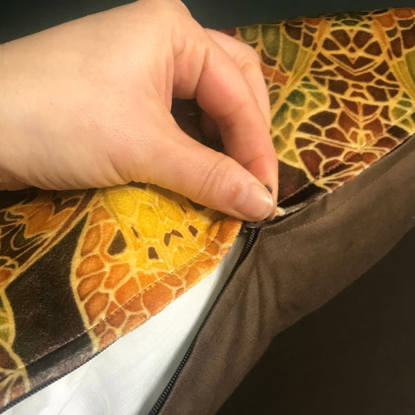 Green Terracotta Velvet Cushion - Luxury Velvet Moth Cushion - Green Rust Butterflies pillow