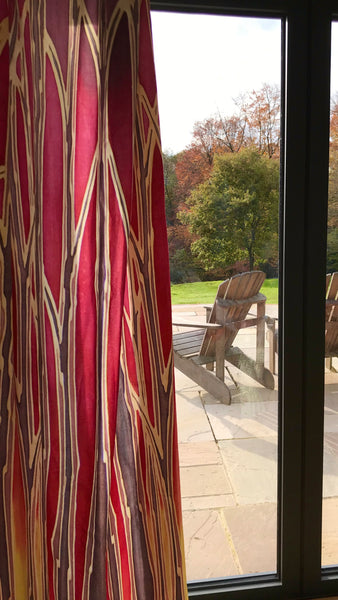 Rich Terracotta Rust Beaujolais Trees Designer Luxury Velvet fabric for curtains by the drop length needed