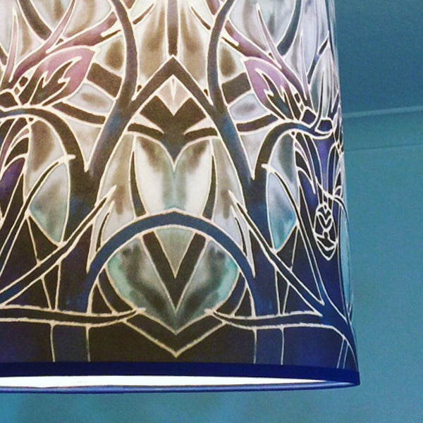 Stag Contemporary Lamp Shade - Blue Stag Drum Shade - Atmospheric lamp Shade